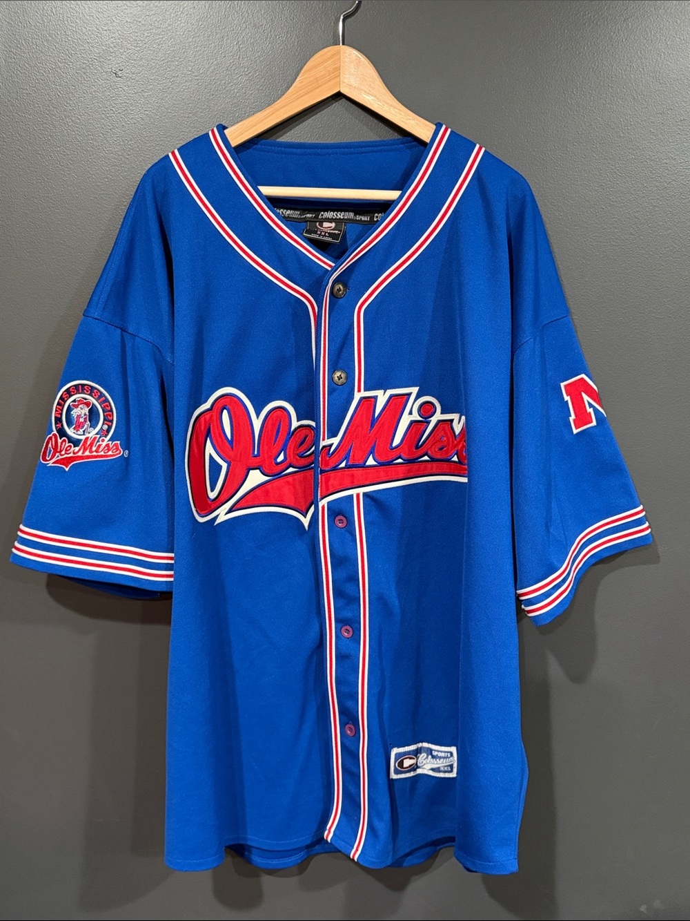 Colosseum Ole Miss Royal Blue Red Button-Up Jersey